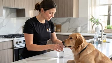 A bowl of water being refilled for a dog